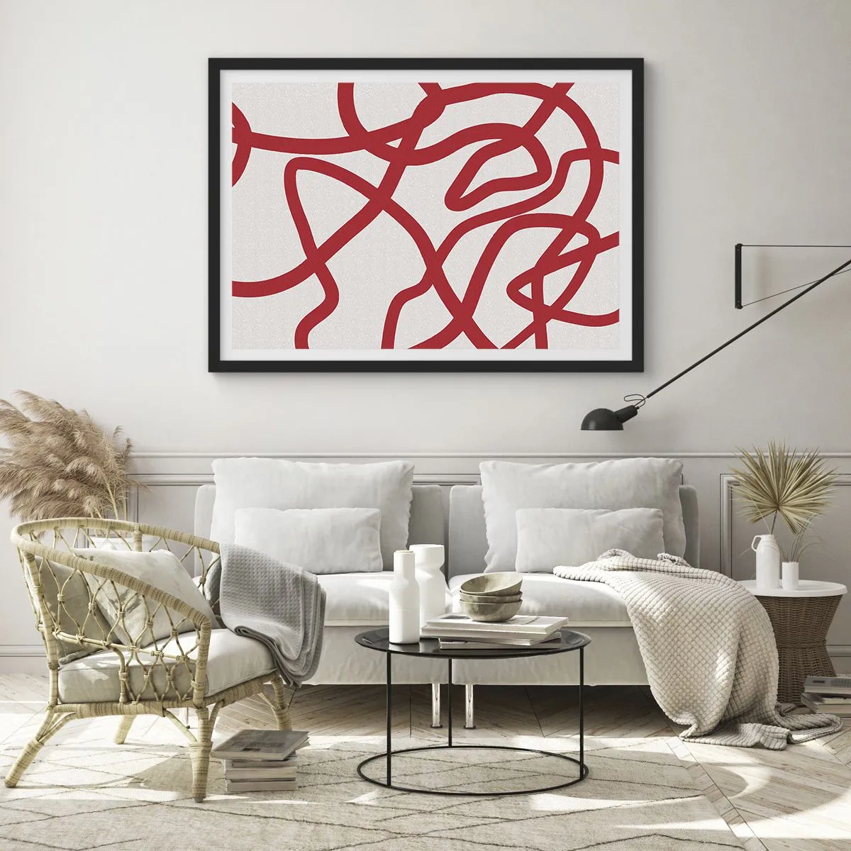 Poster in black frame - Red on White - 70x50 cm