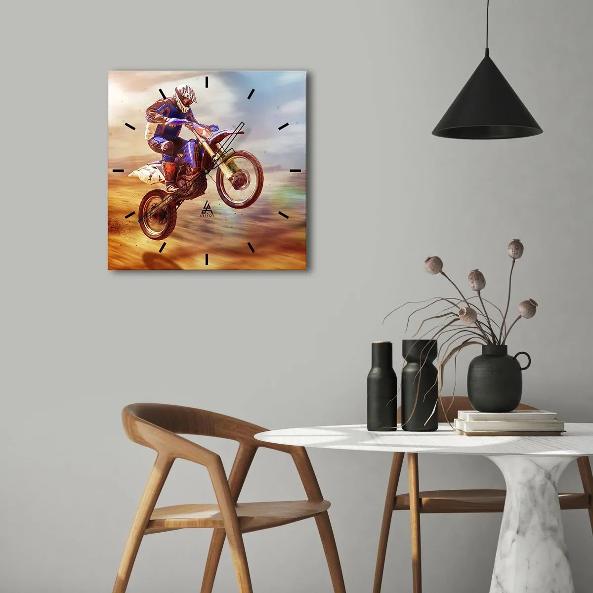Wall clock - Clock on glass - Motorcycle Dizziness - 40x40 cm