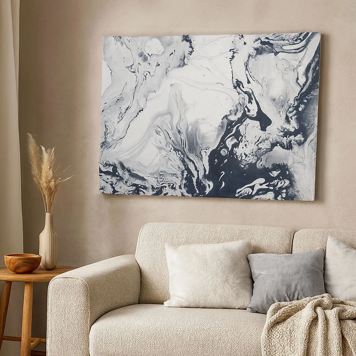 Canvas picture - Monochrome abstract pattern with a marble effect - 70x50cm - Earth's Interior - Modern wall decoration for the living room and bedroom ARTTOR