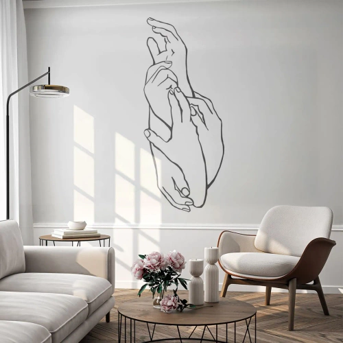 Photo Wallpaper Standard Eco - Artistic sketch of clasped hands on a white background - 100x70cm - Good Touch - Modern wall decoration for the living room and bedroom ARTTOR