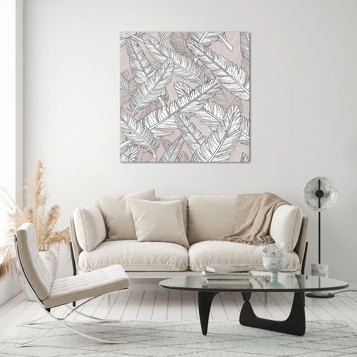 Glass picture - Storm of Feathers - 40x40 cm