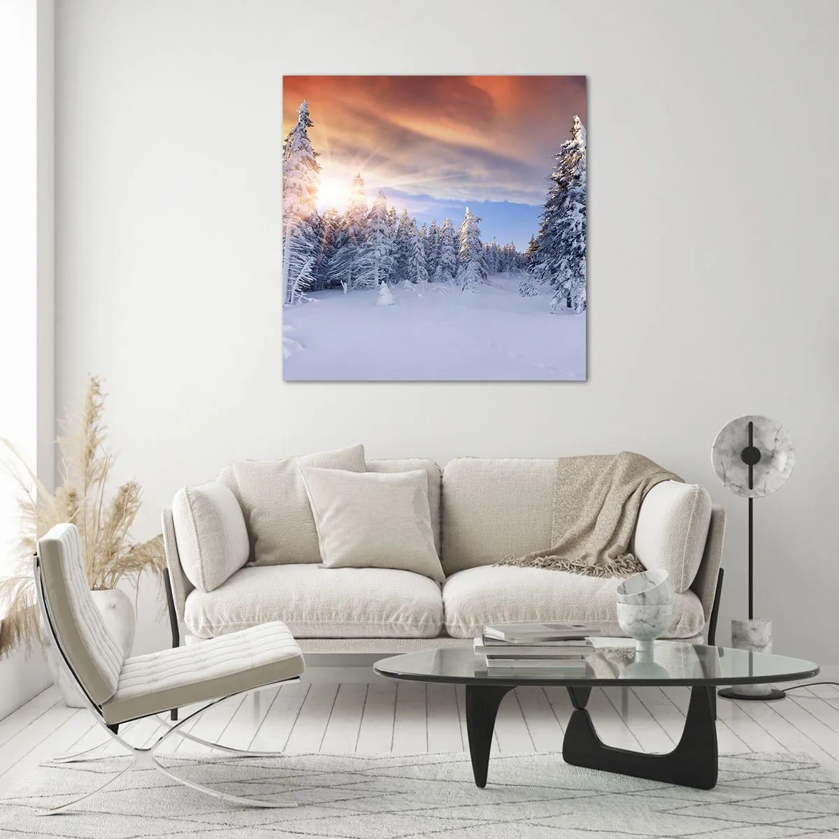Glass picture - Snowy Spectacle of Nature - 60x60 cm