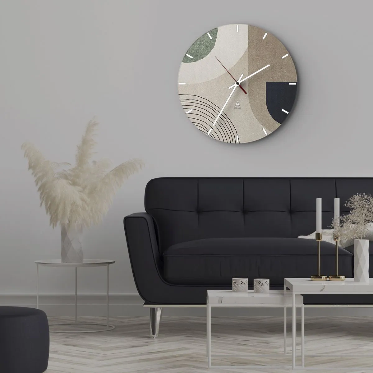 Wall clock - Clock on glass - Gentleness of an Oval - 40x40 cm