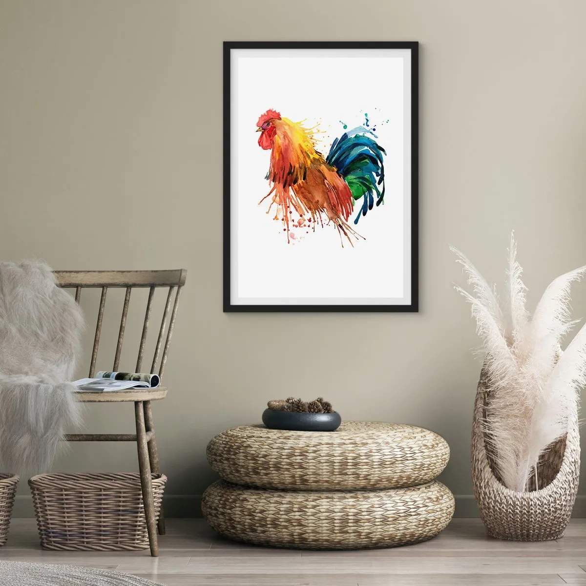 Poster in black frame - King Rooster - 61x91 cm