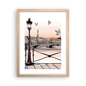 Poster in light oak frame - Over the Roofs of Paris - 30x40 cm