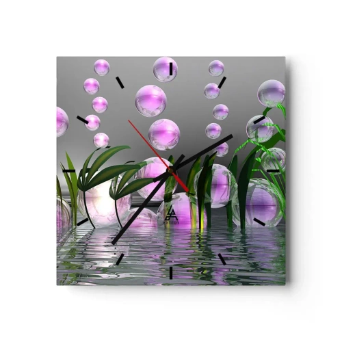 Wall clock - Clock on glass - Reflexive Composition of Lightness and Life - 30x30 cm