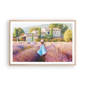 Poster in light oak frame - Lavender Girl - 91x61 cm