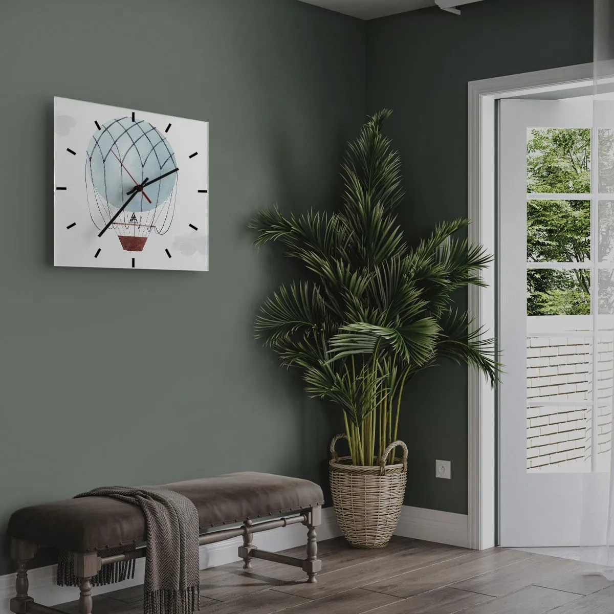 Wall clock - Clock on glass - All in the Clouds - 40x40 cm