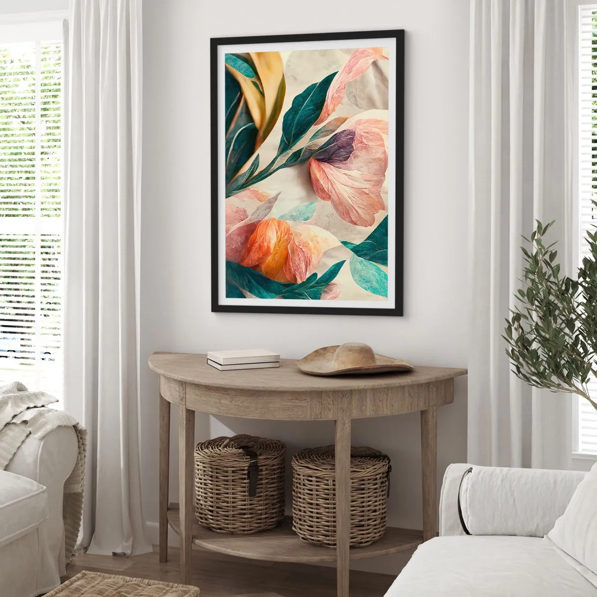 Poster in black frame - Flowers of Southern Islands - 70x100 cm