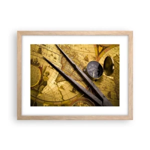 Poster in light oak frame - With a Compass through the Seas - 40x30 cm