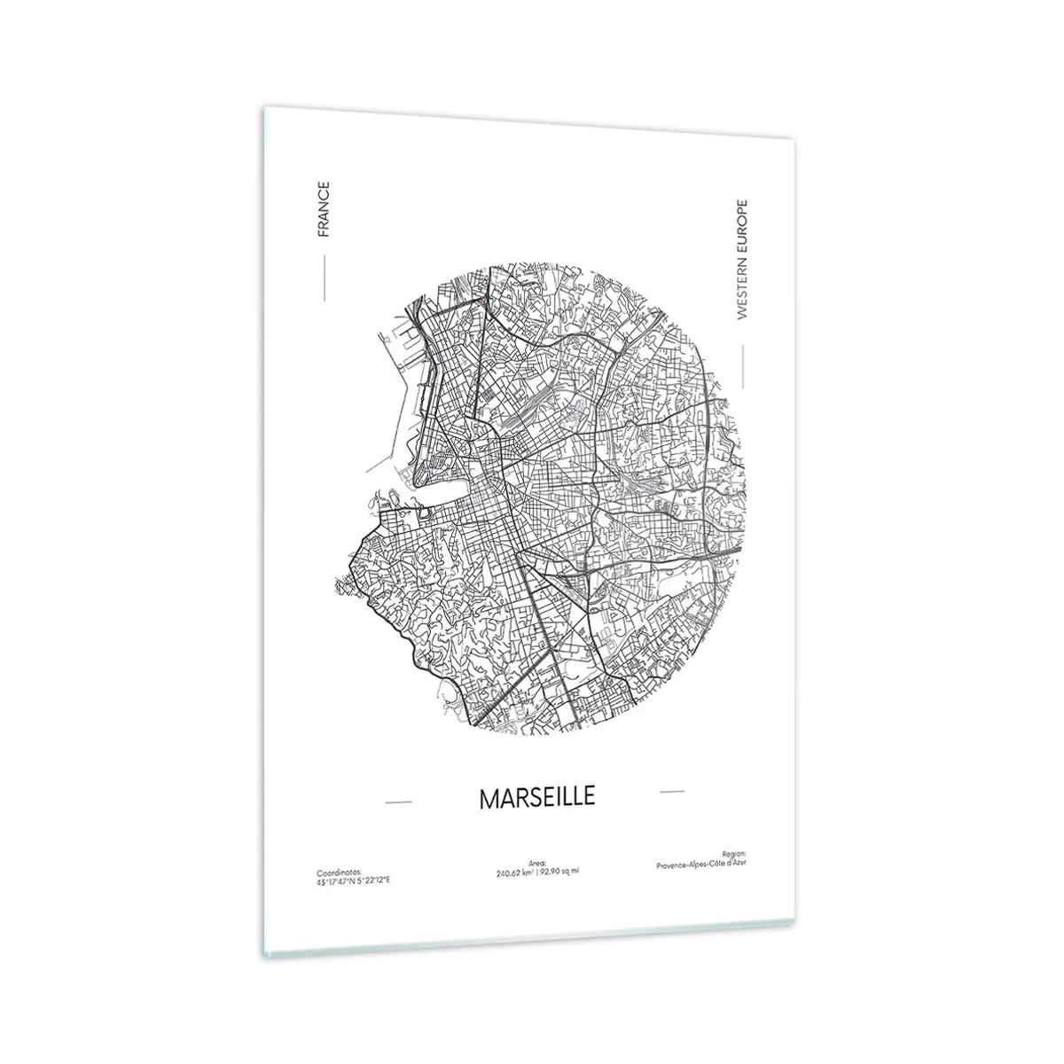 Glass picture - Anatomy of Marseille - 50x70 cm