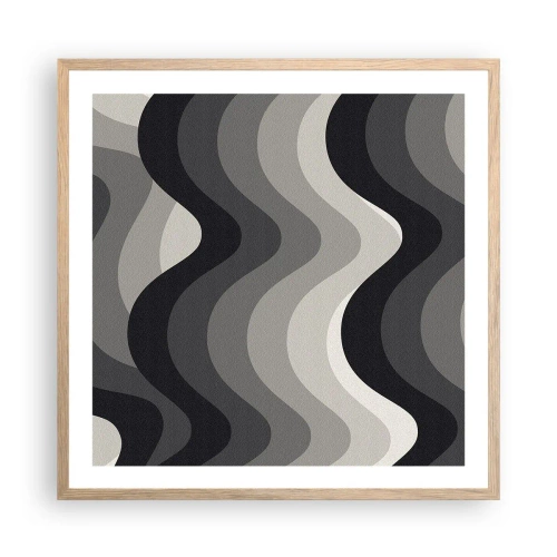Poster in light oak frame - Wave after Wave - 60x60 cm