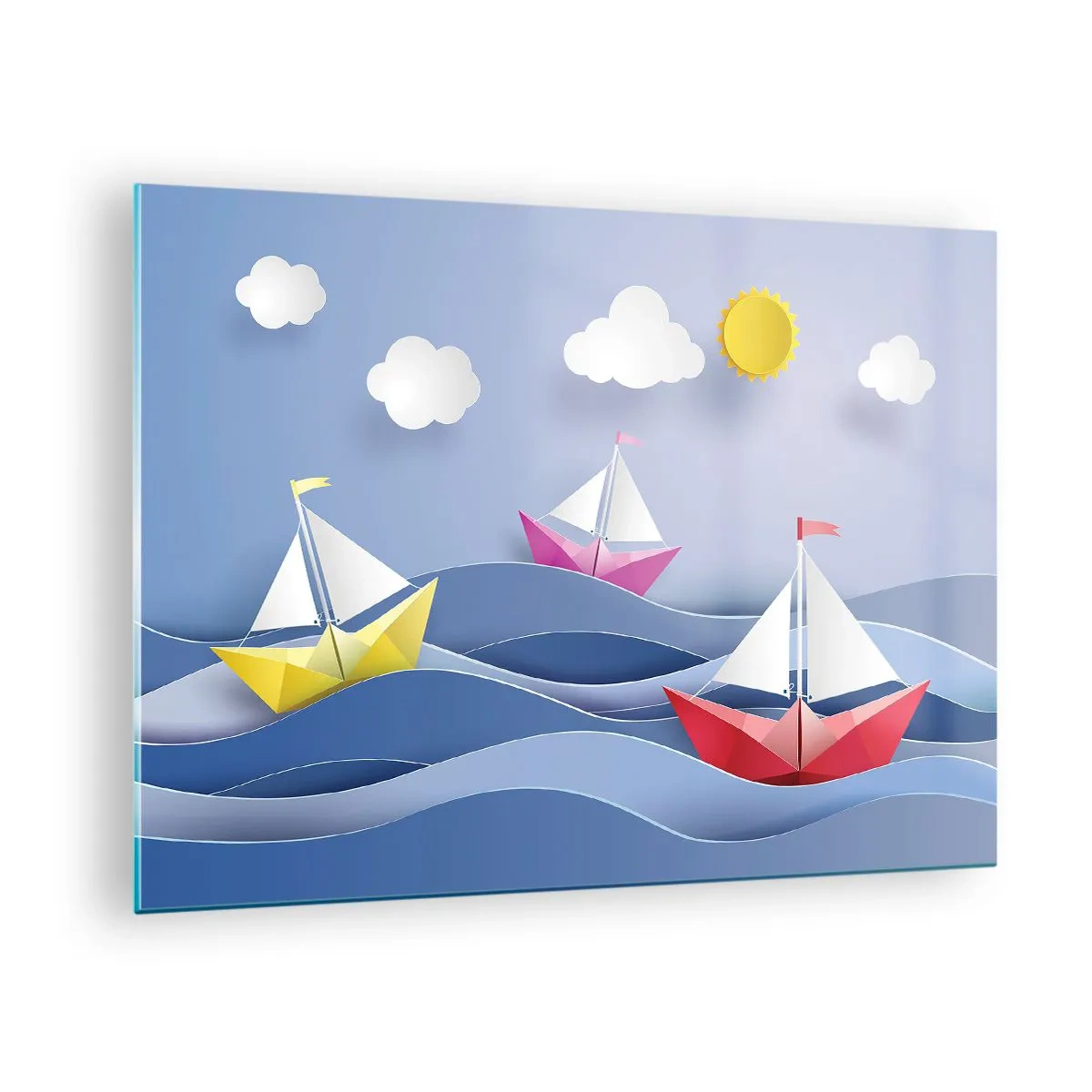Glass picture - Oh, how nice it is to rock in the waves - 70x50cm - Rocking the Waves - Modern wall decoration for the living room and bedroom ARTTOR