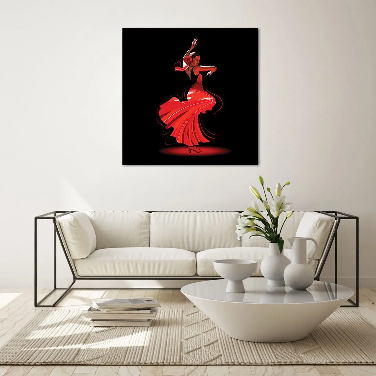 Glass picture - Fiery Spirit of Flamenco - 40x40 cm