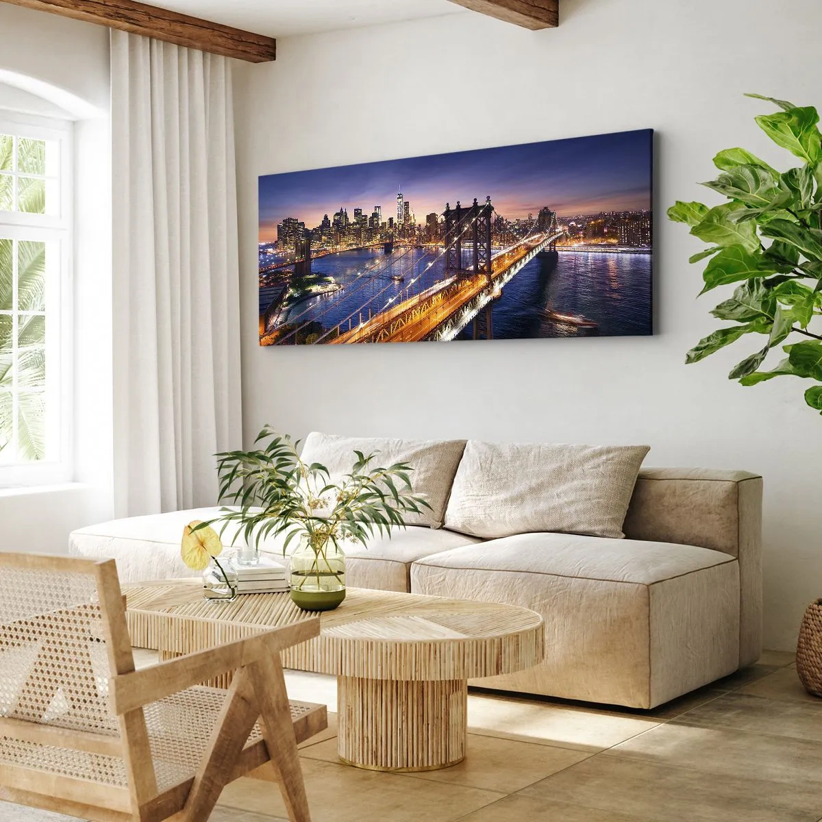 Canvas picture - Down the Illuminated Bridge - 100x40 cm