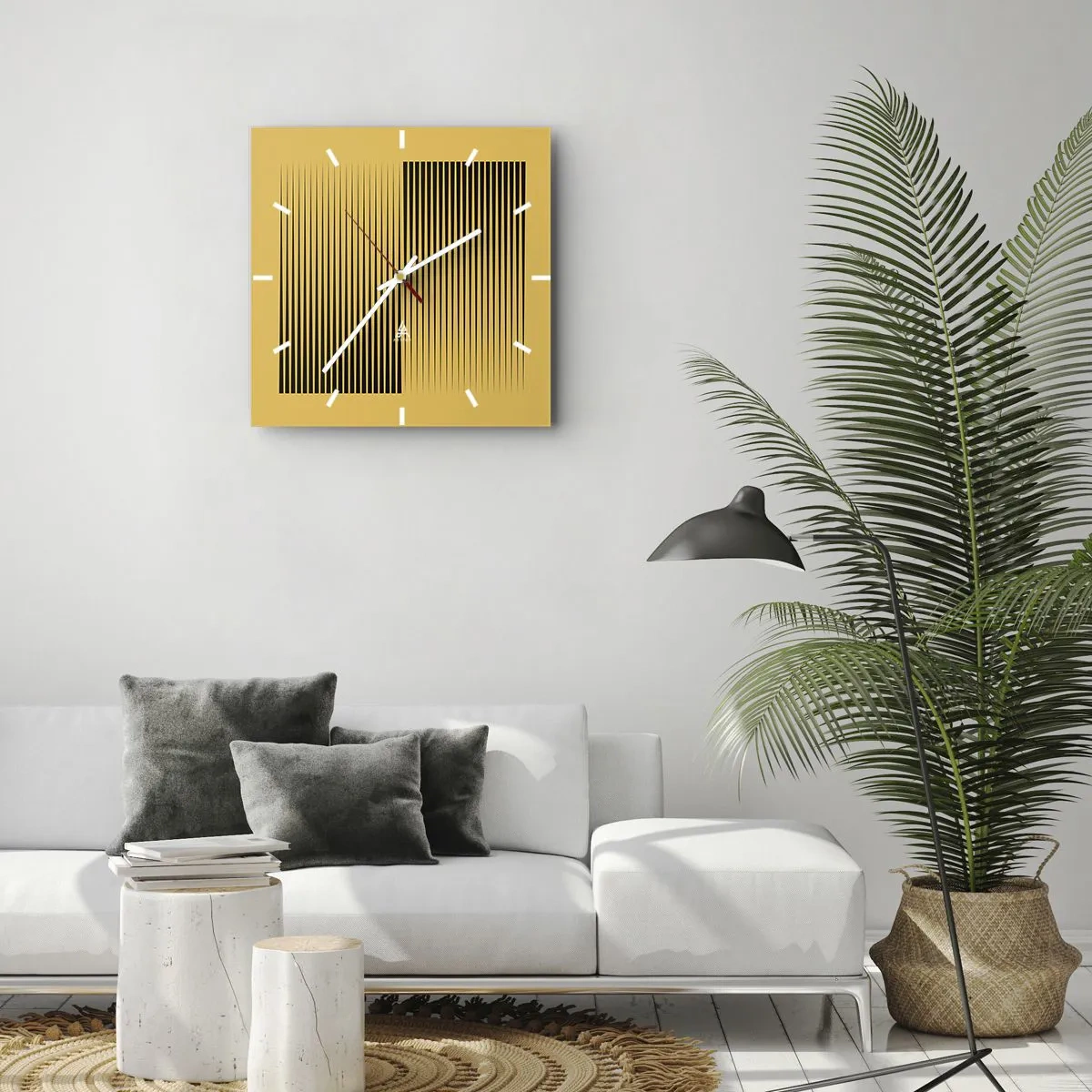 Wall clock - Clock on glass - Square Opposites - 40x40 cm