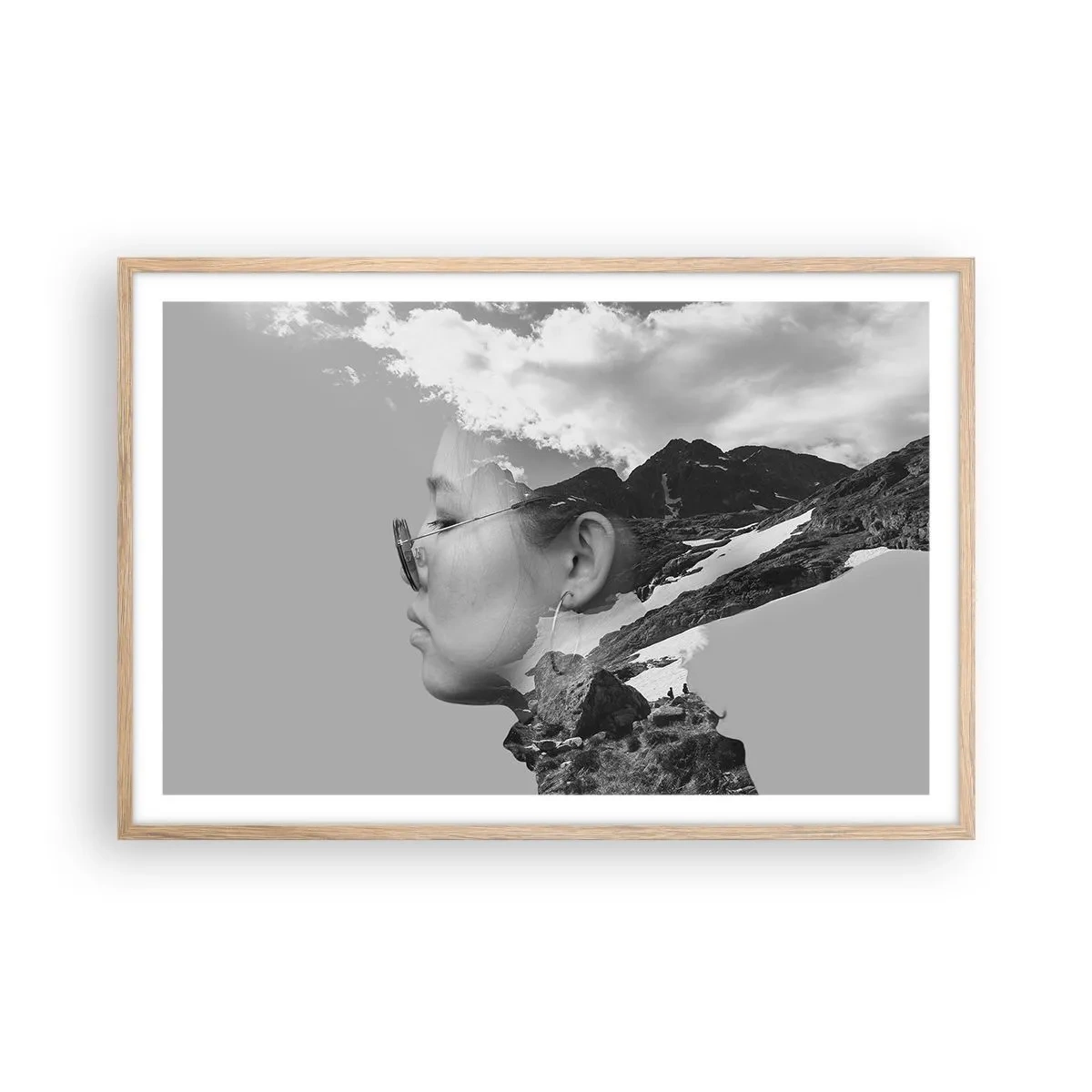 Poster in light oak frame - Cloudy Portrait - 91x61 cm