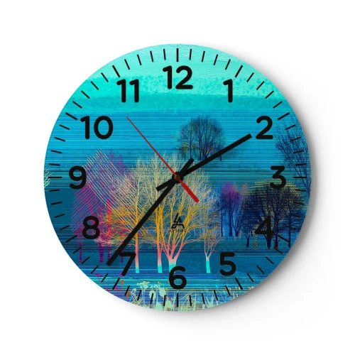 Wall clock - Clock on glass - Combed Landcsape - 40x40 cm