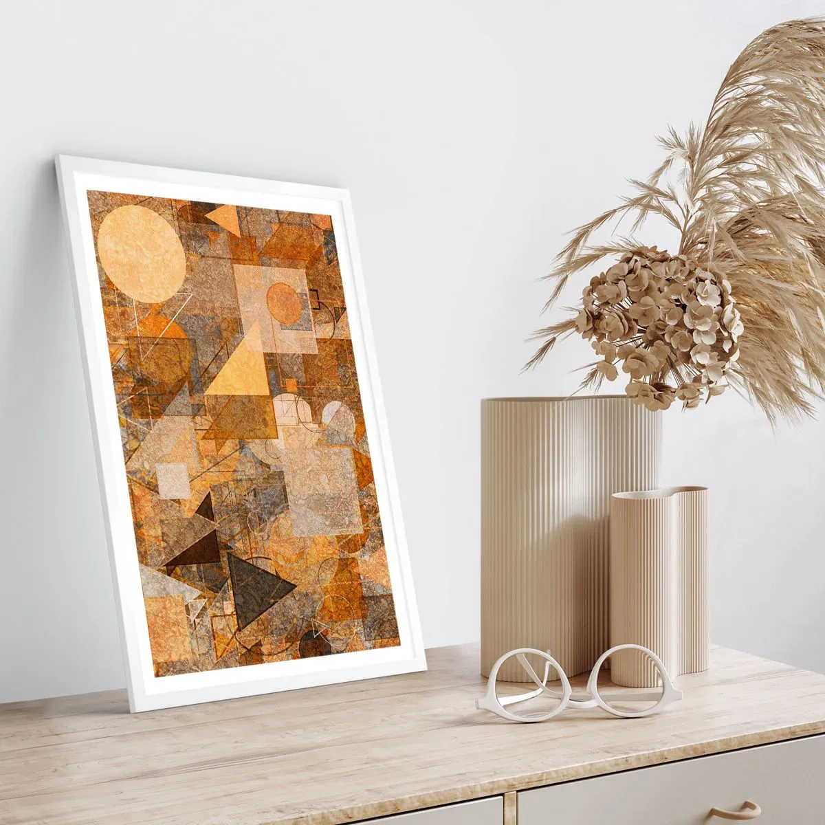 Poster in white frmae - Cubist Study in Brown - 70x100 cm