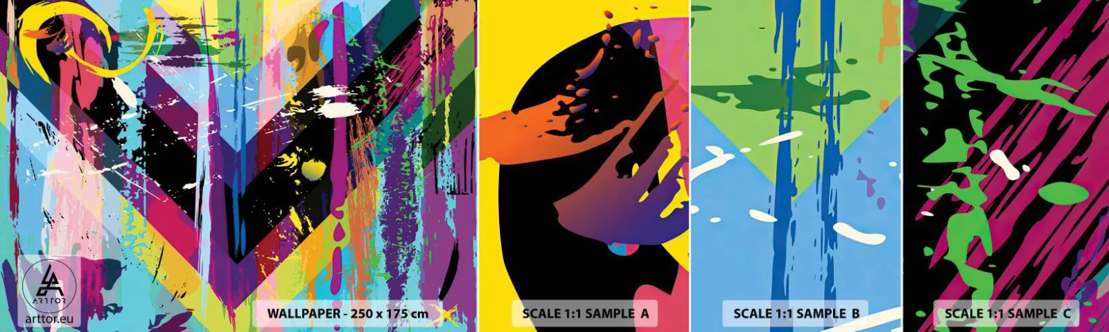 Photo Wallpaper Sample Standard Eco - From Top to Bottom - Abstraction, Piece, Graphics - 100x30 cm