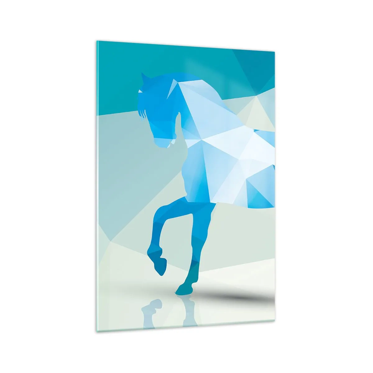 Glass picture - Geometrical Horse in Turuoise - 70x100 cm
