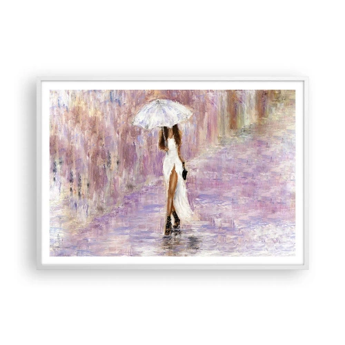 Poster in white frmae - In Liliac Rain - 100x70 cm