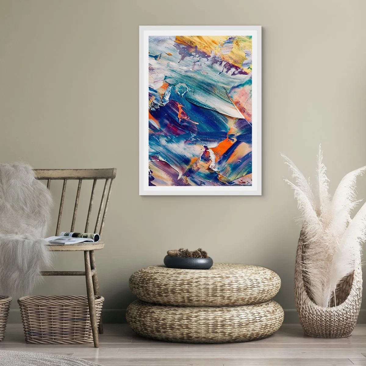 Poster in white frmae - Whirlwind of Colour - 40x50 cm