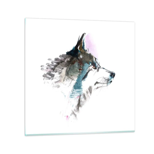 Glass picture - Here Comes a Wolf - 70x70 cm