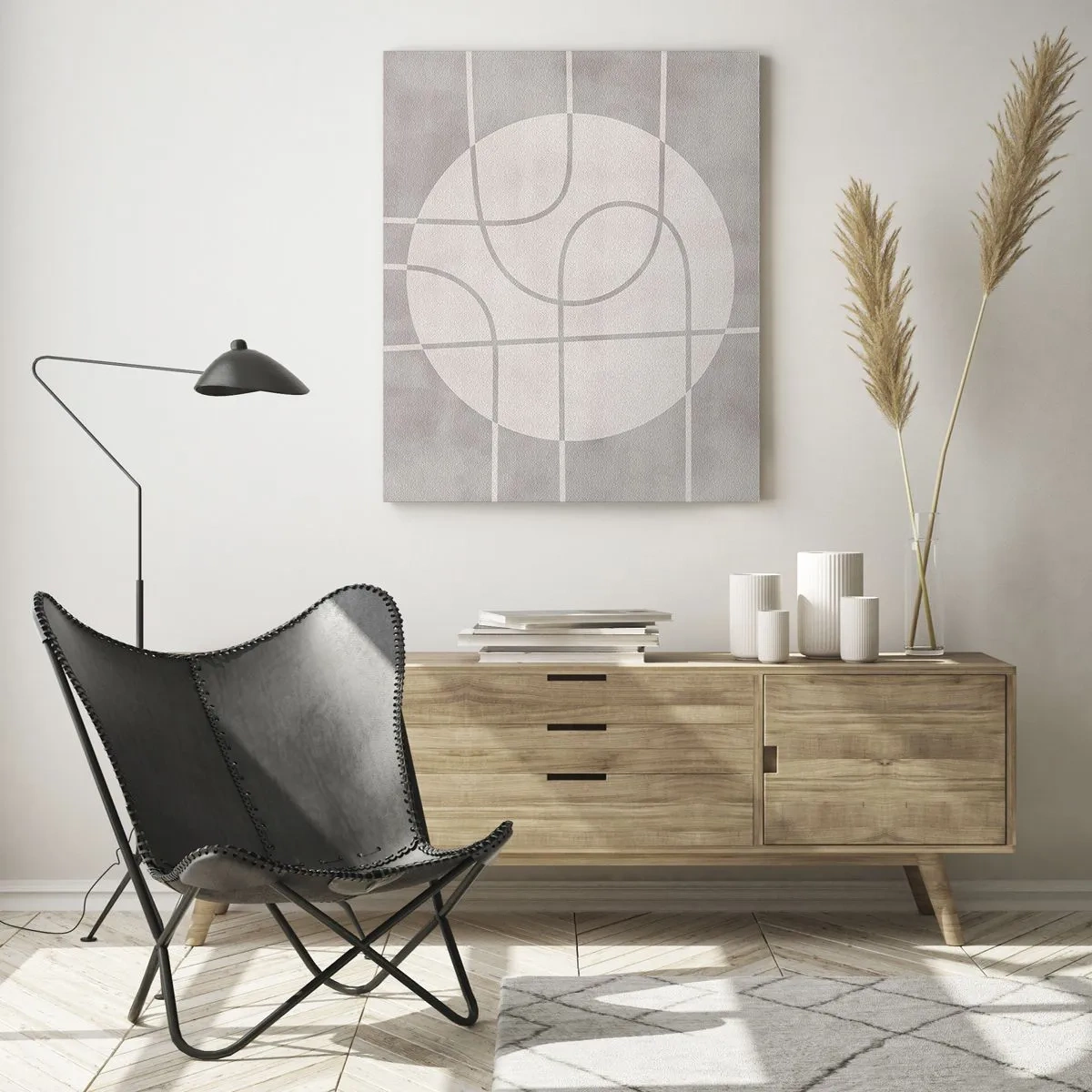 Glass picture - Circular and Straight - 50x70 cm
