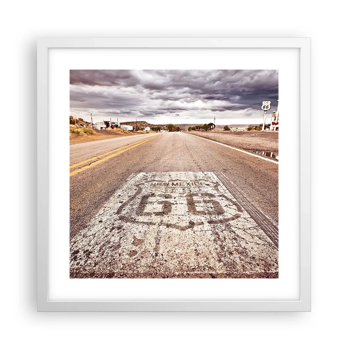 Poster in white frmae - Mother Road - American Legend - 40x40 cm