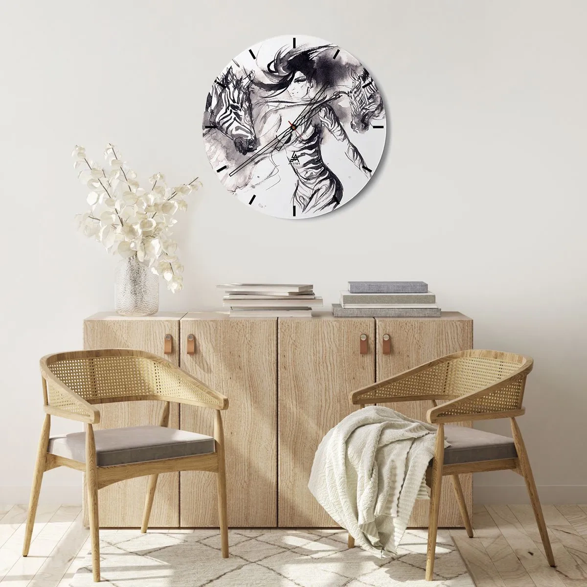 Wall clock - Clock on glass - Dancing With Zebras - 40x40 cm