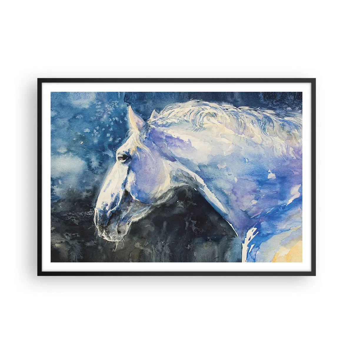 Poster in black frame - Portrait in Blue Light - 100x70 cm