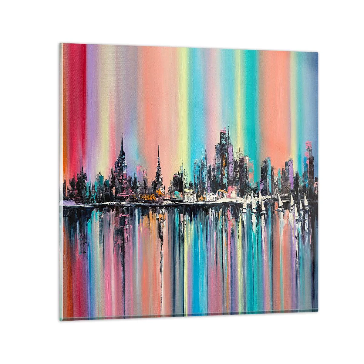 Glass picture - Run down with Night Lights - 60x60 cm