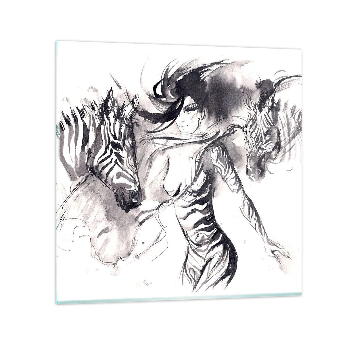 Glass picture - Dancing With Zebras - 60x60 cm