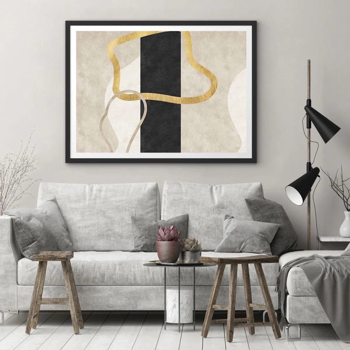 Poster in black frame - Shapes in Loops - 50x40 cm