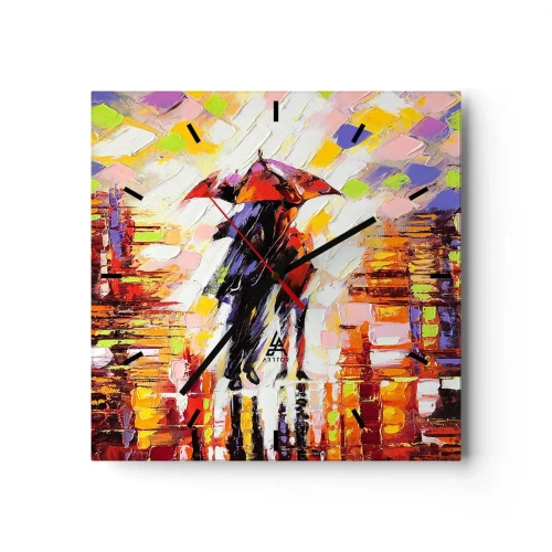 Wall clock - Clock on glass - Together through Night and Rain - 40x40 cm