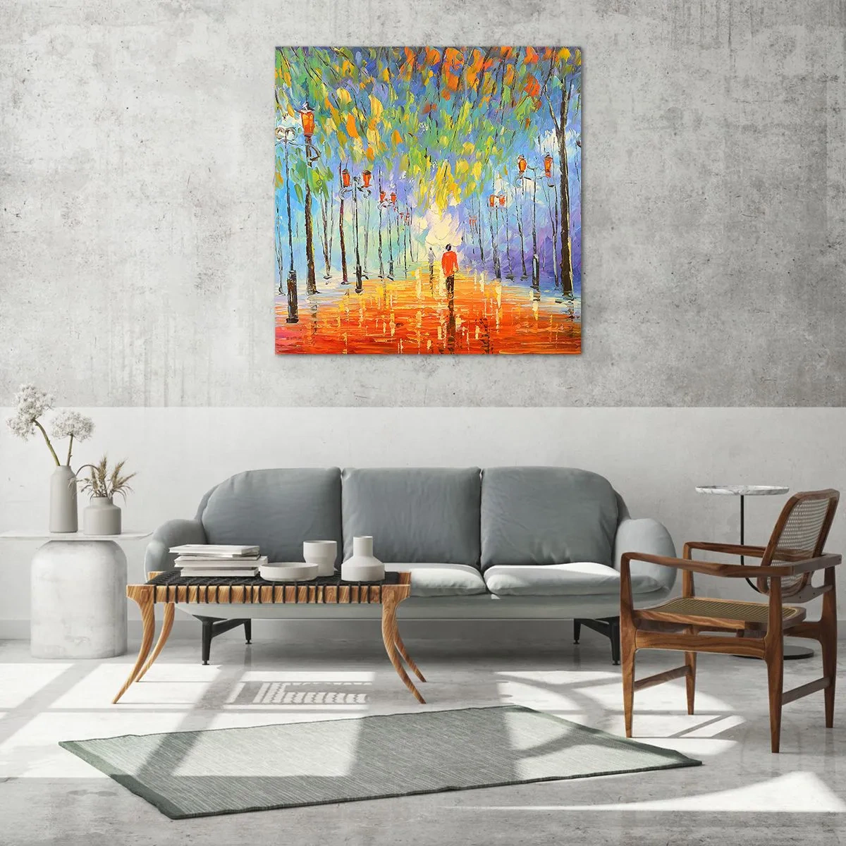 Glass picture - Night Rain Song - 30x30 cm