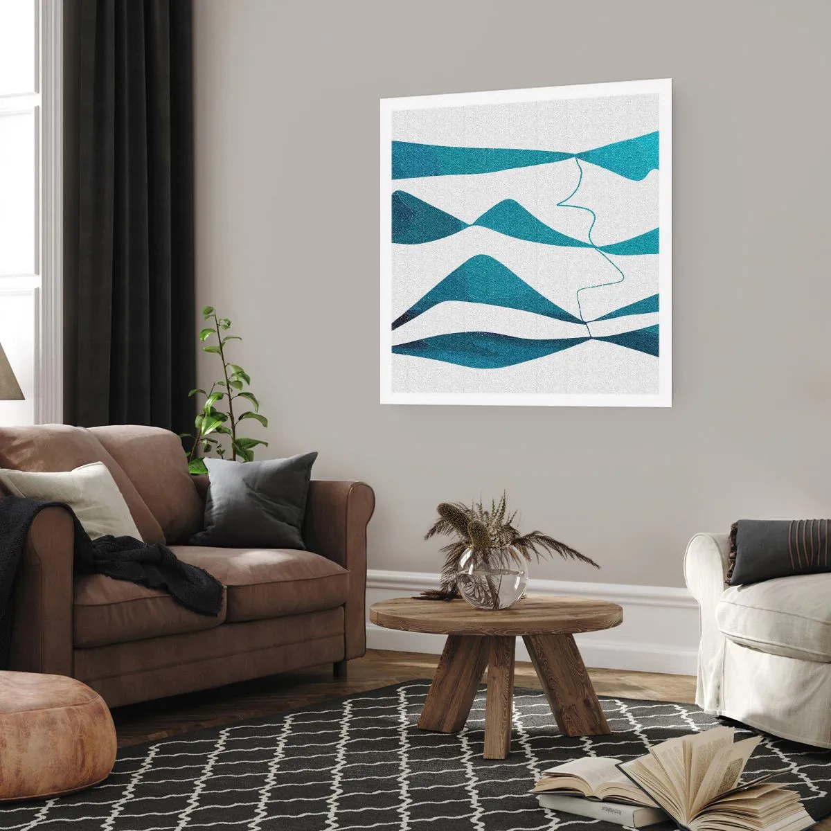 Poster - Abstract: Turquoise Relation - 30x30 cm