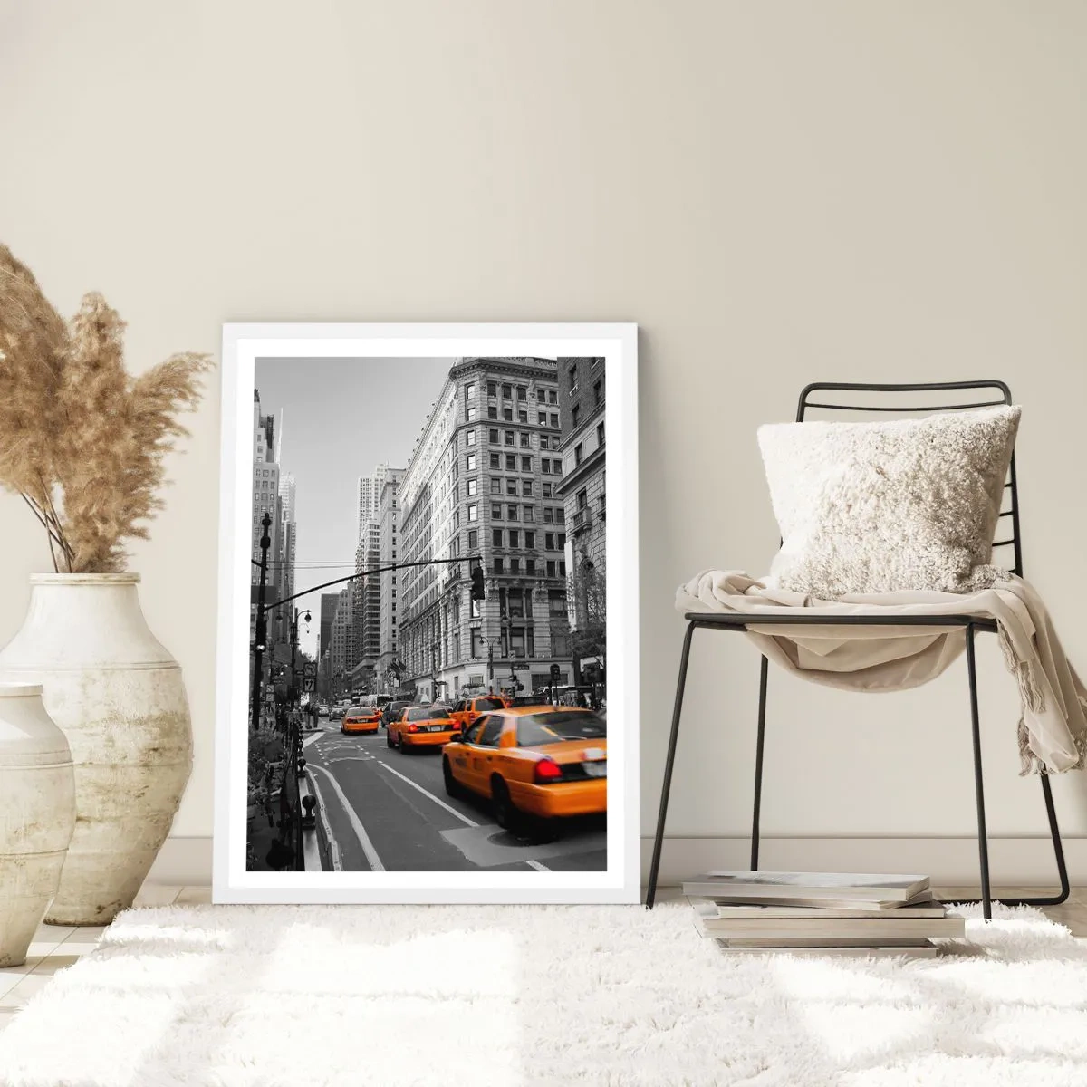 Poster in white frmae - Suns of a Big City - 70x100 cm