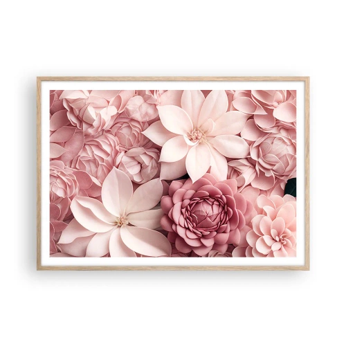 Poster in light oak frame - In Pink Petals - 100x70 cm
