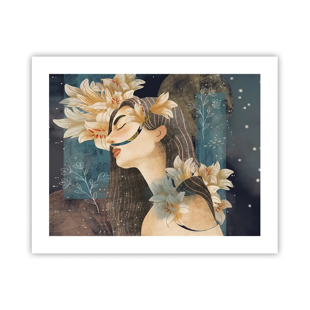 Poster - Tale of a Queen with Lillies - 50x40 cm