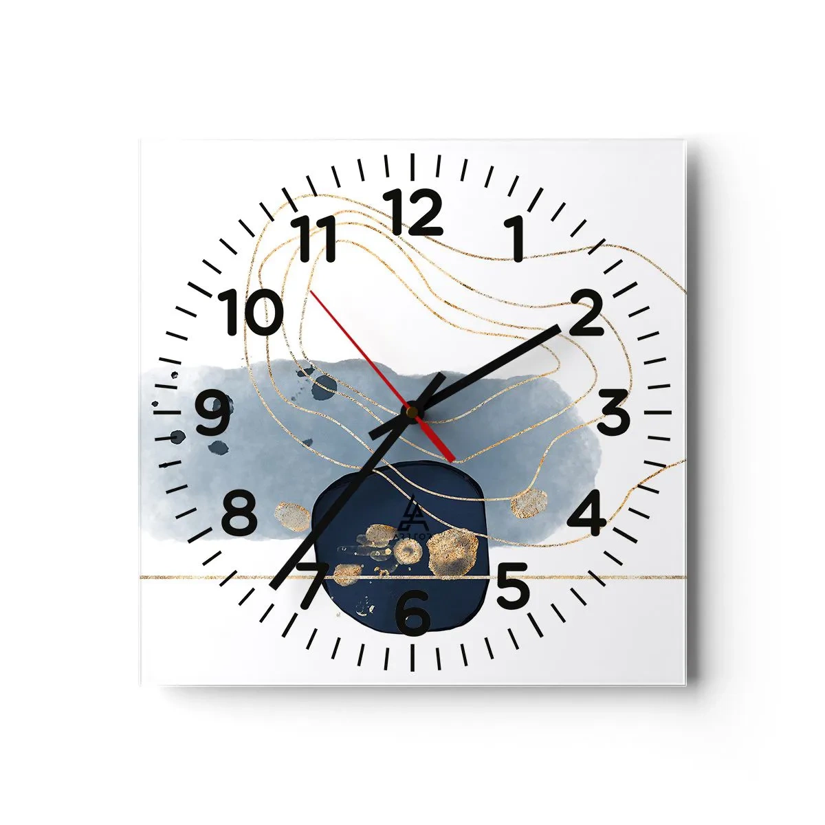 Wall clock - Clock on glass - Blue and Gold Fantasy - 30x30 cm