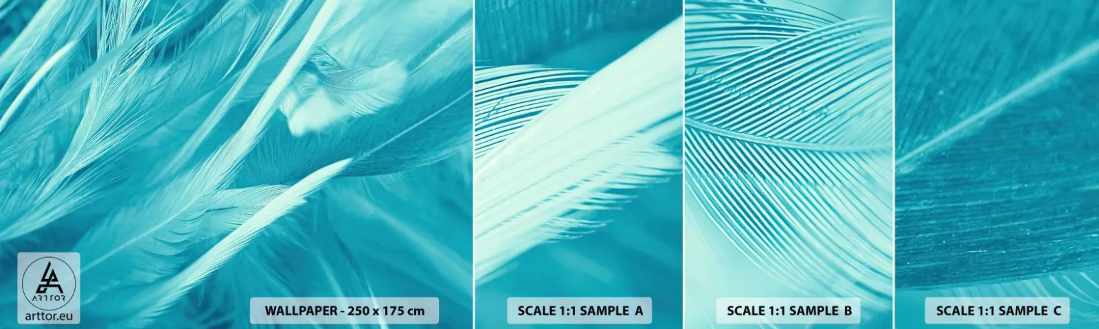 Photo Wallpaper Sample Self-Adhesive Deluxe Sticker - Drowning in Feathers - Bird feather, Bird, Graphics - 100x30 cm