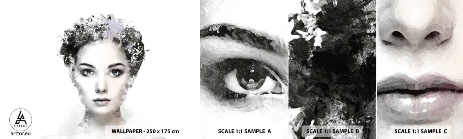 Photo Wallpaper Sample Standard Eco - Extremely Stylish Portrait - Woman's Face, Woman, Abstraction - 100x30 cm