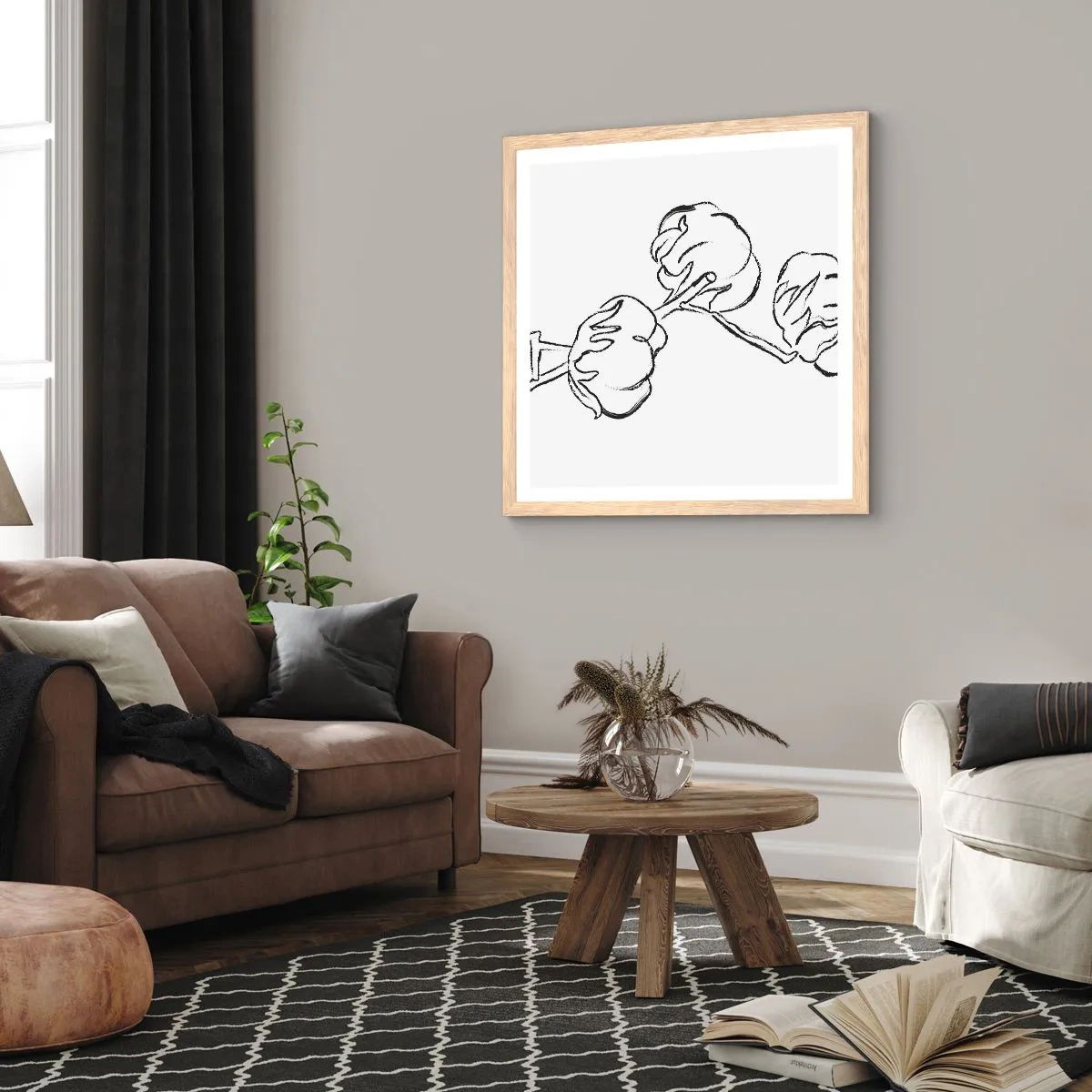 Poster in light oak frame - Cotton Fluff - 60x60 cm