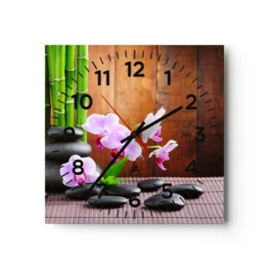 Wall clock - Clock on glass - Get to Know Pleasures of the East - 30x30 cm