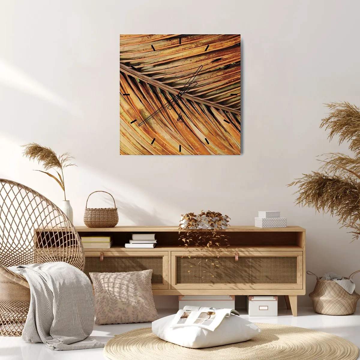 Wall clock - Clock on glass - Coconut Gold - 30x30 cm