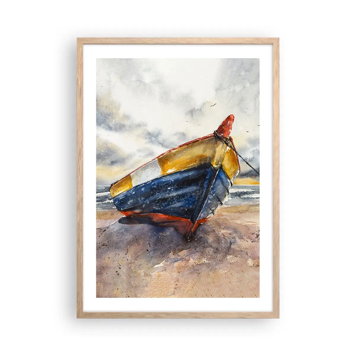Poster in light oak frame - Rest On the Shore - 50x70 cm