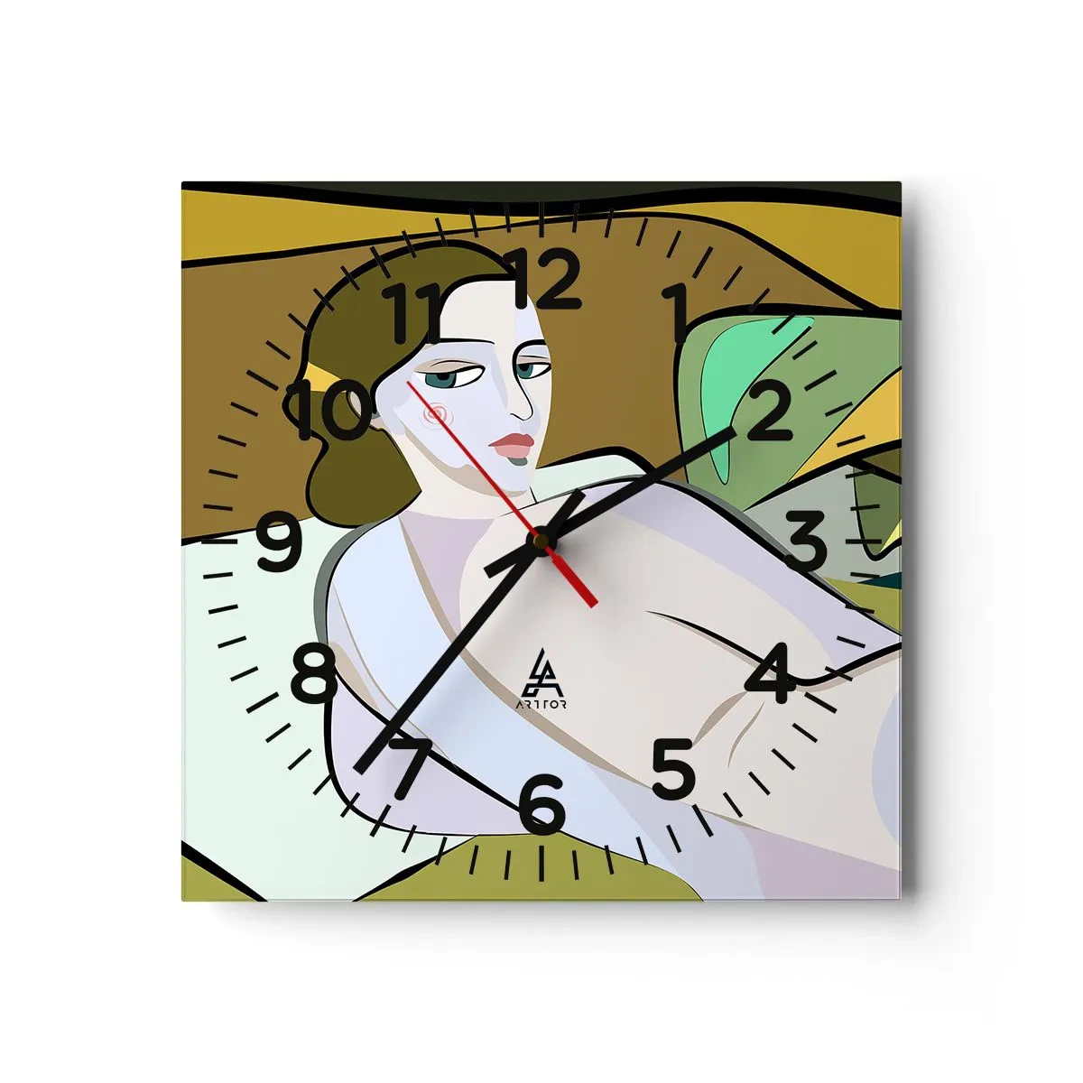Wall clock - Clock on glass - Intimate Portrait - 30x30 cm