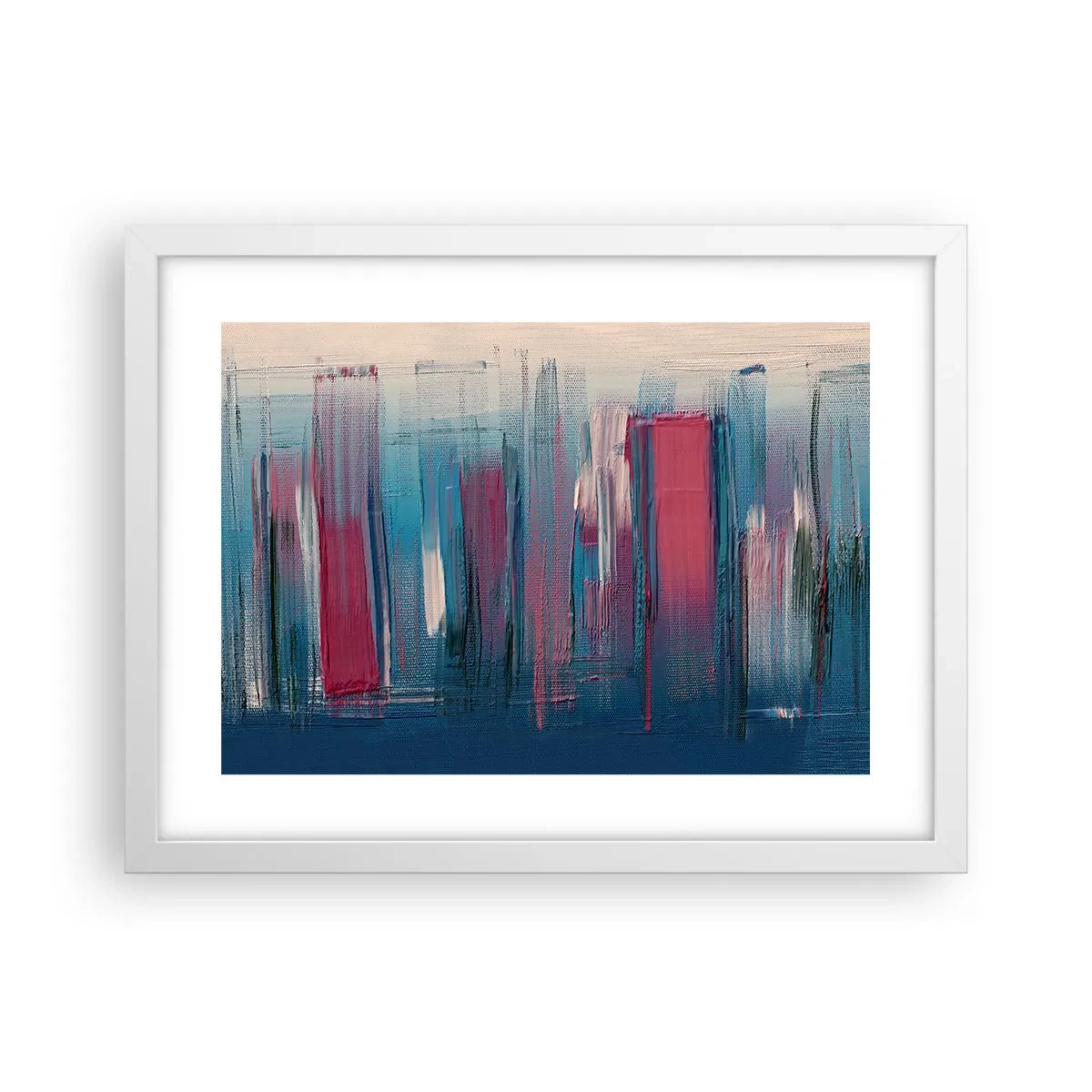 Poster in white frmae - Vertical Composition In Blue And Red - 40x30 cm